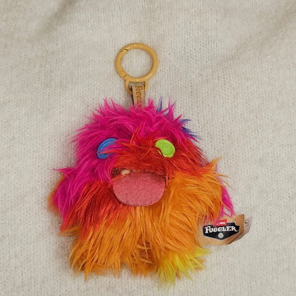 Zuru Other - Zuru Fuggler Clip On Plush Monster Pink Orange Shaggy Fur Button Eyes Keychain